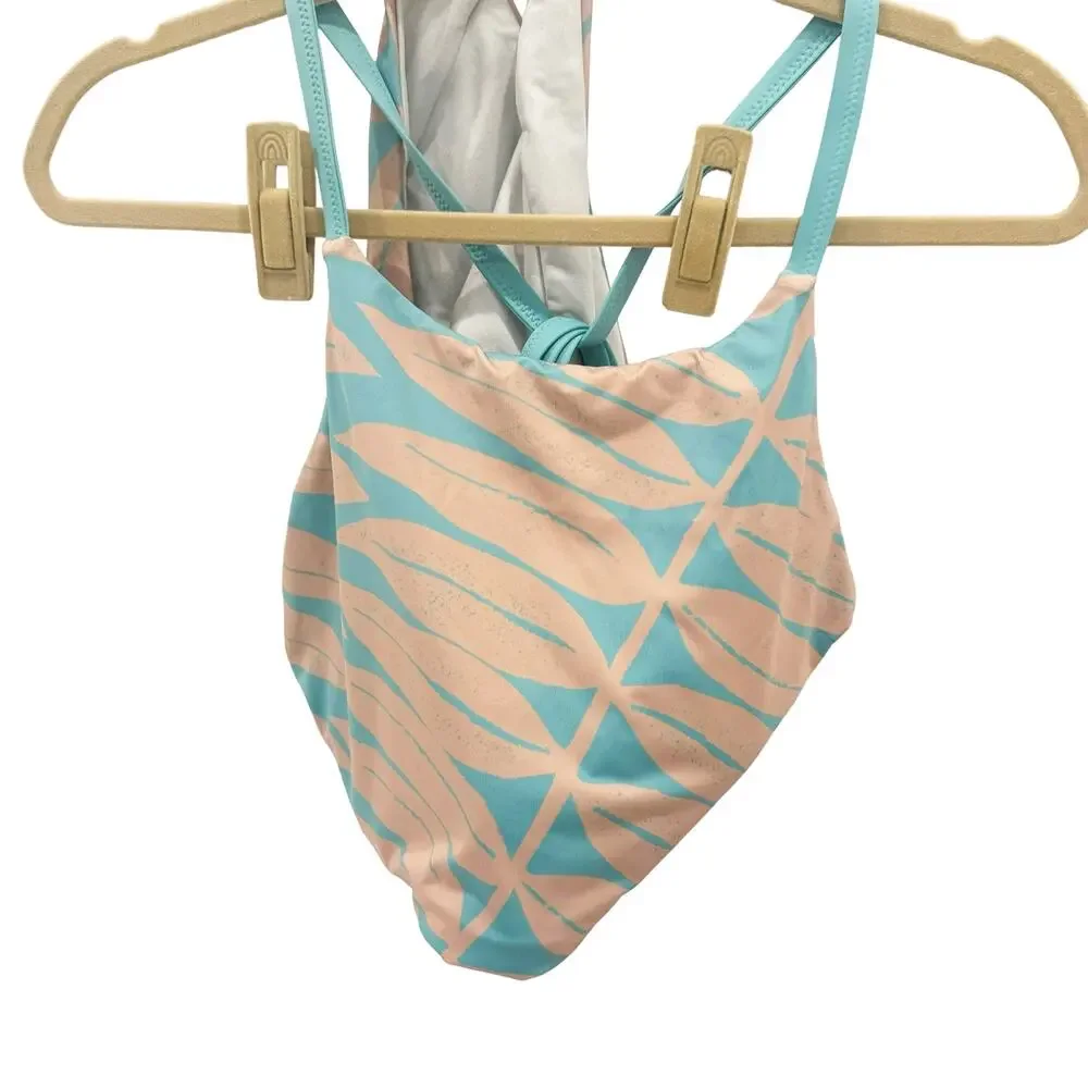 Patagonia Nanogrip Nireta Full-Coverage Bikini Set Blue Pink Size L NWOT